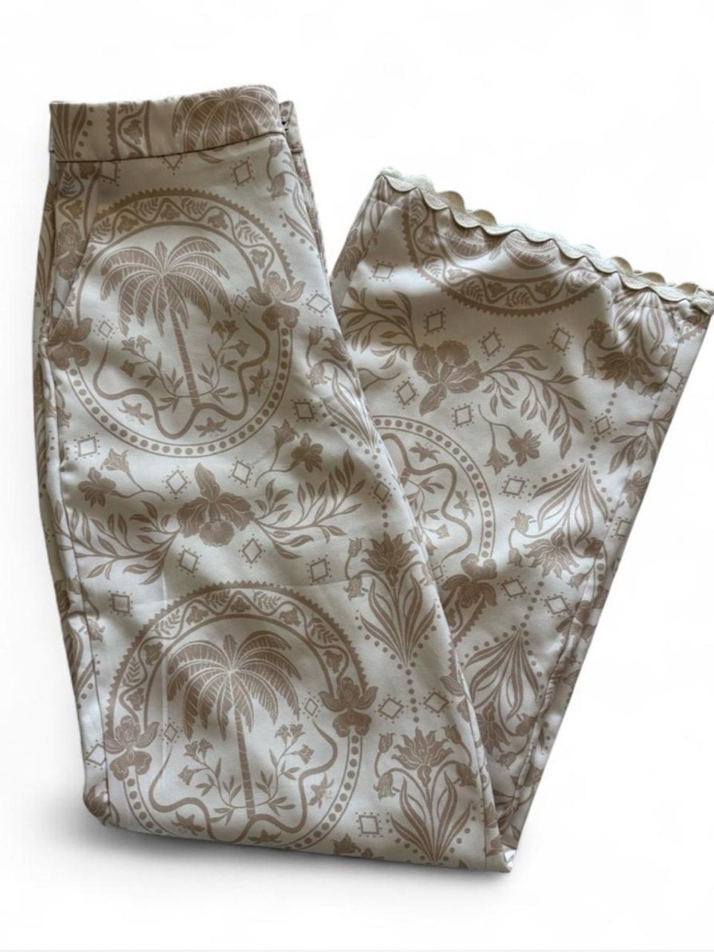 Paisley Trousers with Scalloped Hem